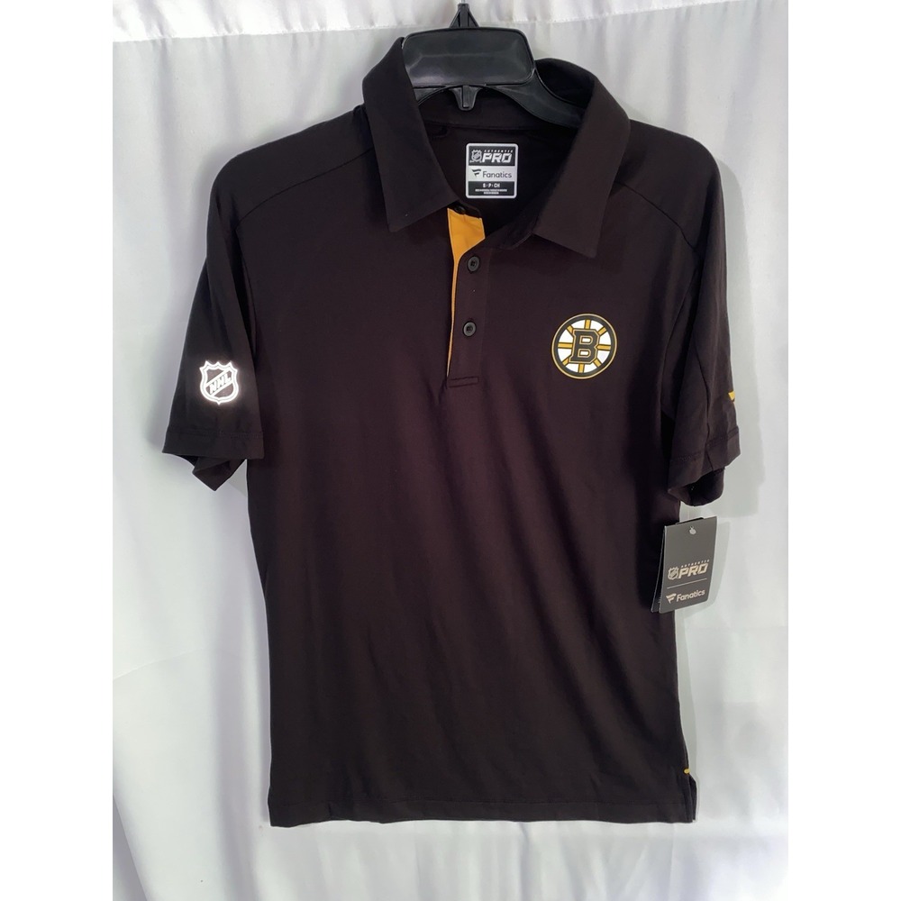 NWT Boston Bruins Fanatics NHL Pro Authentic Polo Shirt Black Mens Small‎